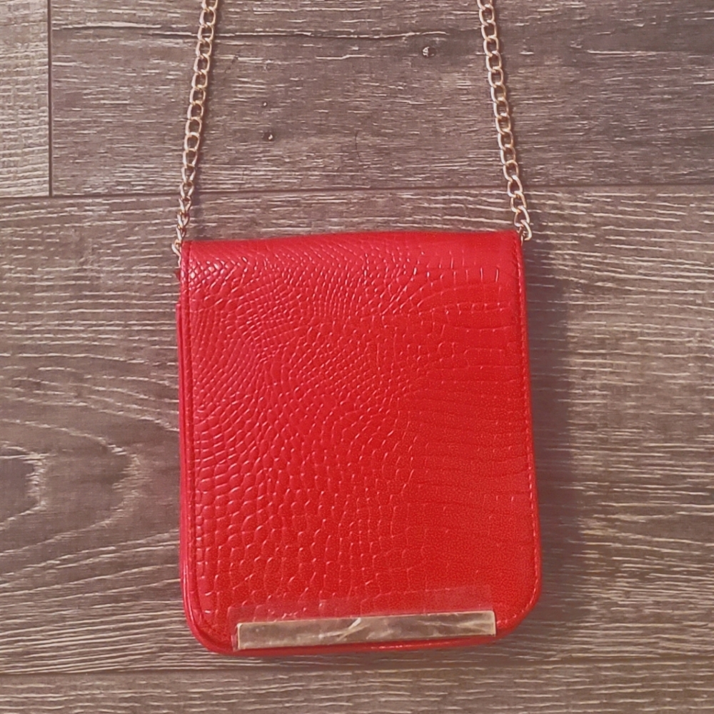 Red Snakeskin Clutch